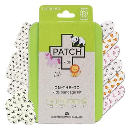 Patch Kids On-The-Go Natürliche Bambus-Pflaster für empfindliche Haut – 29 Stück, kleine Größe, hypoallergen, umweltfreundlich