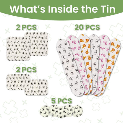 Patch Kids On-The-Go Natürliche Bambus-Pflaster für empfindliche Haut – 29 Stück, kleine Größe, hypoallergen, umweltfreundlich