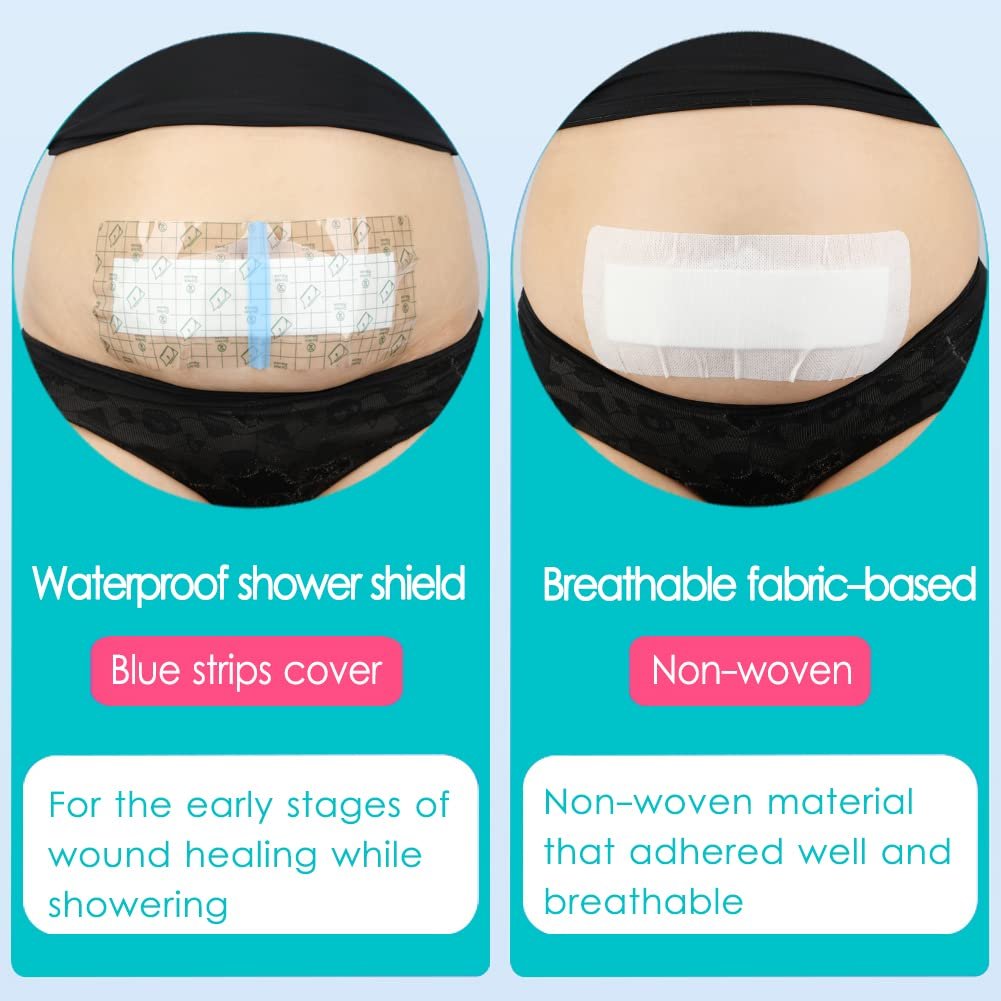 14-teiliges wasserdichtes C-Schnitt-Duschpflaster 4x8 Zoll – Bauchdeckenstraffung Narbenverband – Hysterektomie Erholung – Postoperative Wundabdeckung