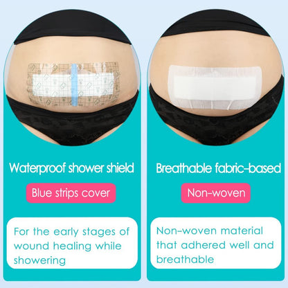 14-teiliges wasserdichtes C-Schnitt-Duschpflaster 4x8 Zoll – Bauchdeckenstraffung Narbenverband – Hysterektomie Erholung – Postoperative Wundabdeckung