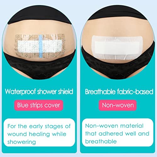 14-teiliges wasserdichtes C-Schnitt-Duschpflaster 4x8 Zoll – Bauchdeckenstraffung Narbenverband – Hysterektomie Erholung – Postoperative Wundabdeckung