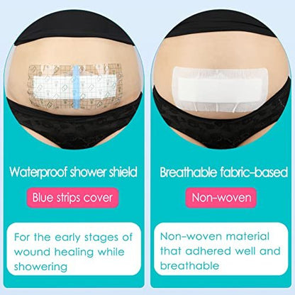14-teiliges wasserdichtes C-Schnitt-Duschpflaster 4x8 Zoll – Bauchdeckenstraffung Narbenverband – Hysterektomie Erholung – Postoperative Wundabdeckung
