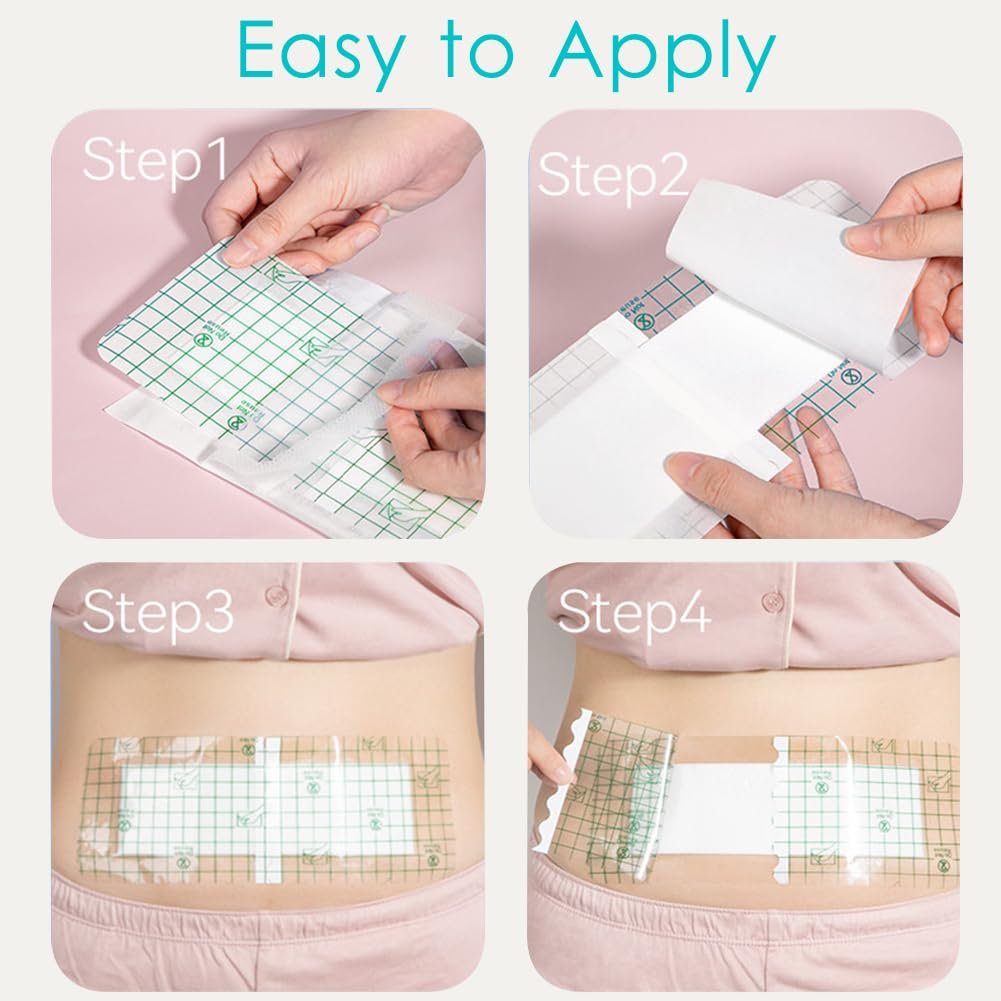 14-teiliges wasserdichtes C-Schnitt-Duschpflaster 4x8 Zoll – Bauchdeckenstraffung Narbenverband – Hysterektomie Erholung – Postoperative Wundabdeckung