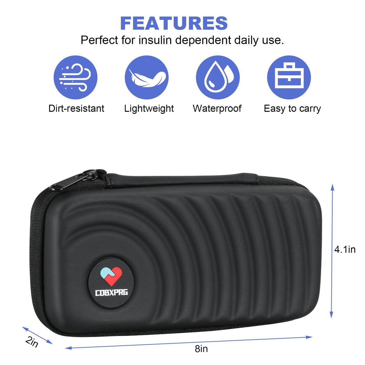 CDBXPRG Insulin-Kühl-Reiseetui, Diabetiker-Kältepack-Organizer-Tasche mit 2 wiederverwendbaren Kühlakkus für Insulin-Pens und andere Medikamente, schwarz