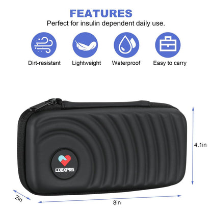 CDBXPRG Insulin-Kühl-Reiseetui, Diabetiker-Kältepack-Organizer-Tasche mit 2 wiederverwendbaren Kühlakkus für Insulin-Pens und andere Medikamente, schwarz