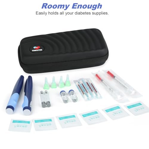 CDBXPRG Insulin-Kühl-Reiseetui, Diabetiker-Kältepack-Organizer-Tasche mit 2 wiederverwendbaren Kühlakkus für Insulin-Pens und andere Medikamente, schwarz