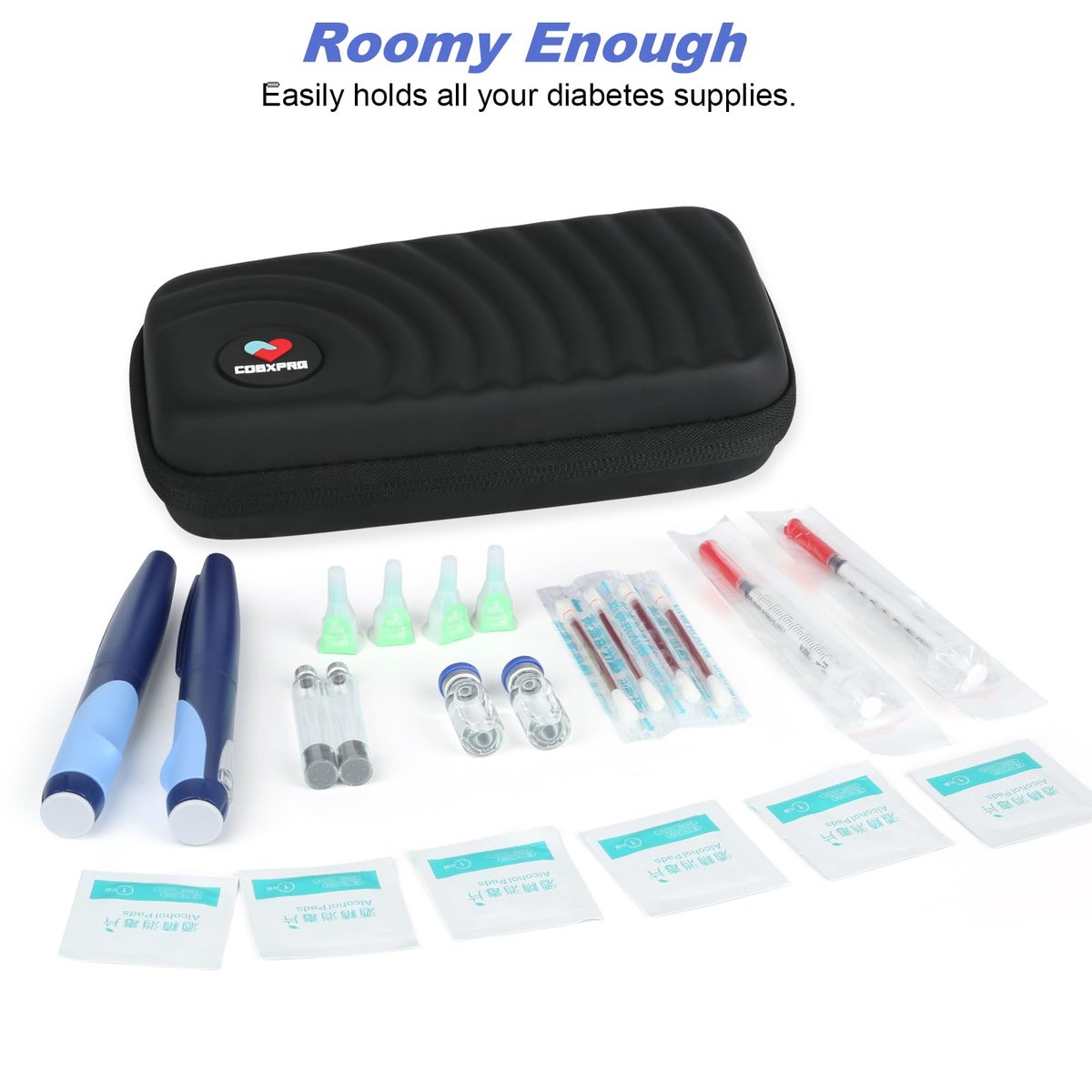 CDBXPRG Insulin-Kühl-Reiseetui, Diabetiker-Kältepack-Organizer-Tasche mit 2 wiederverwendbaren Kühlakkus für Insulin-Pens und andere Medikamente, schwarz