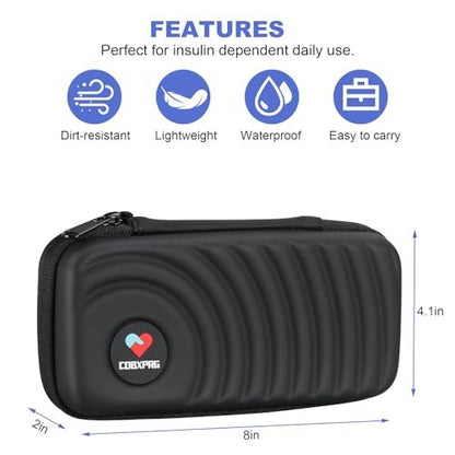 CDBXPRG Insulin-Kühl-Reiseetui, Diabetiker-Kältepack-Organizer-Tasche mit 2 wiederverwendbaren Kühlakkus für Insulin-Pens und andere Medikamente, schwarz