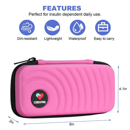 CDBXPRG Insulin-Kühler Reiseetui, Diabetiker Kühlpack-Organizer-Tasche mit 2 wiederverwendbaren Kühlakkus für Insulin-Pens und andere Medikamente, Pink