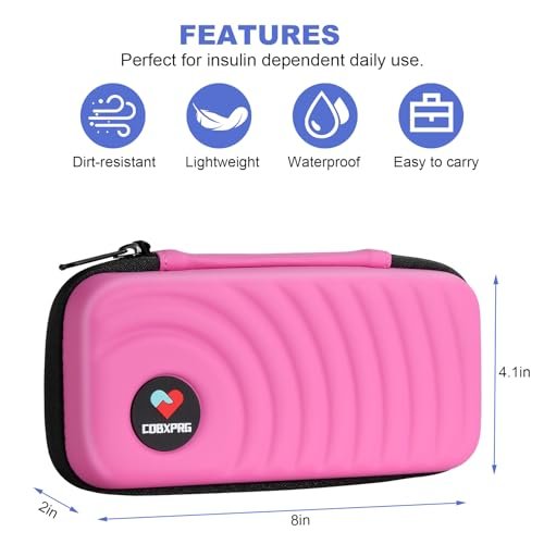 CDBXPRG Insulin-Kühler Reiseetui, Diabetiker Kühlpack-Organizer-Tasche mit 2 wiederverwendbaren Kühlakkus für Insulin-Pens und andere Medikamente, Pink