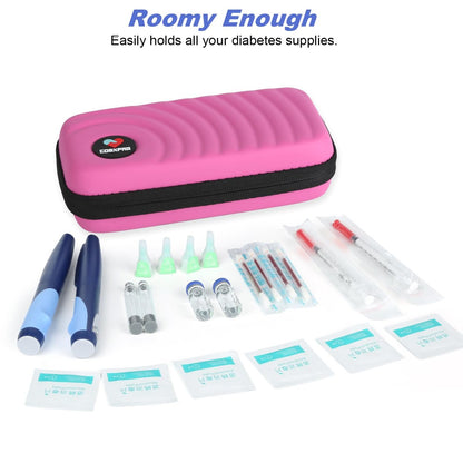 CDBXPRG Insulin-Kühler Reiseetui, Diabetiker Kühlpack-Organizer-Tasche mit 2 wiederverwendbaren Kühlakkus für Insulin-Pens und andere Medikamente, Pink