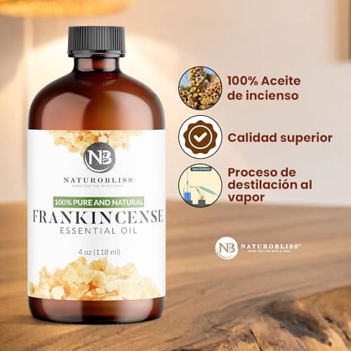 NaturoBliss 100% reines Weihrauch-Öl, therapeutische Qualität, 118 ml mit Glaspipette, ideal für Aromatherapie