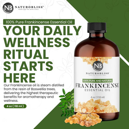 NaturoBliss 100% reines Weihrauch-Öl, therapeutische Qualität, 118 ml mit Glaspipette, ideal für Aromatherapie