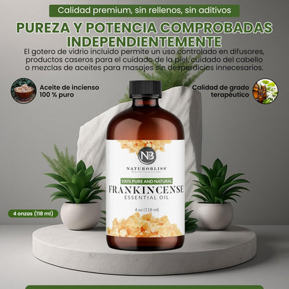 NaturoBliss 100% reines Weihrauch-Öl, therapeutische Qualität, 118 ml mit Glaspipette, ideal für Aromatherapie
