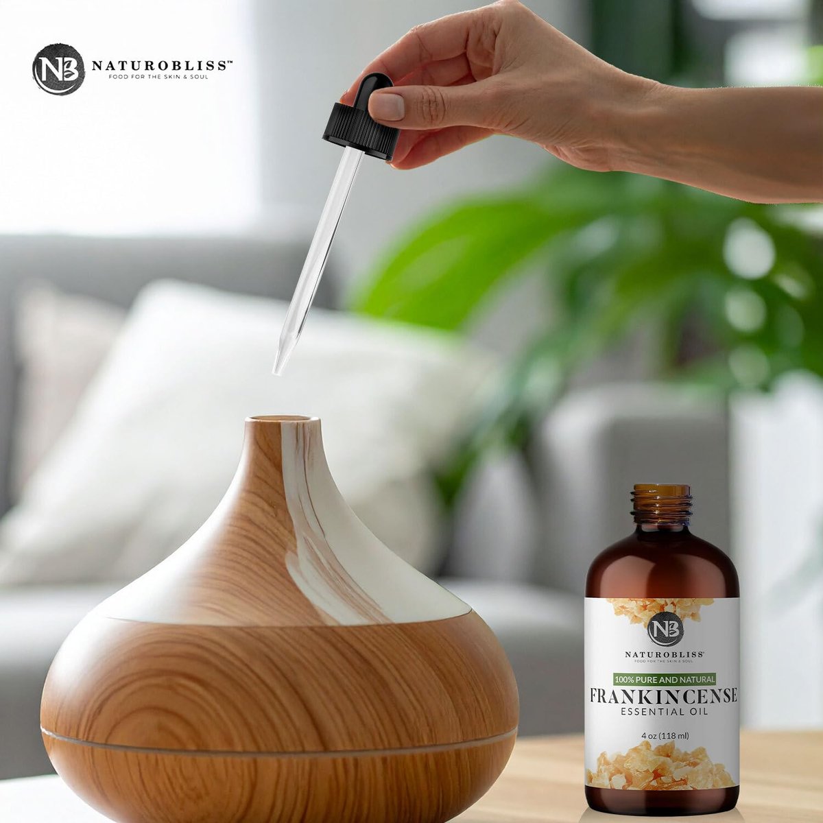 NaturoBliss 100% reines Weihrauch-Öl, therapeutische Qualität, 118 ml mit Glaspipette, ideal für Aromatherapie