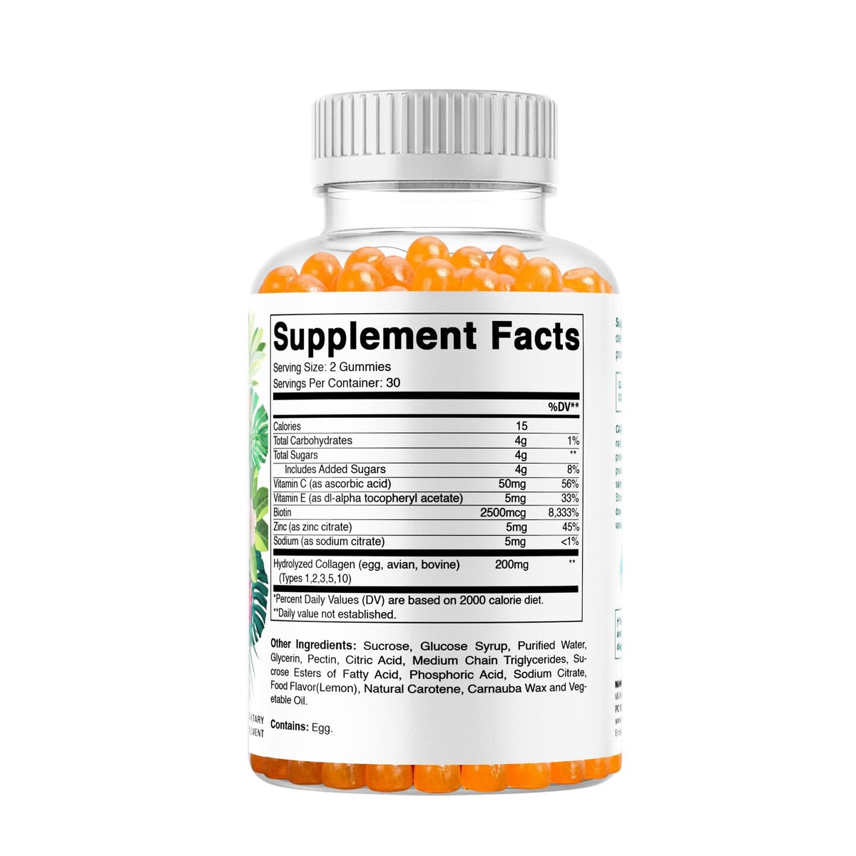 Vitamatic Hydrolyzed Collagen Gummis mit Vitamin C, Zink und Biotin, 200 mg – Gesunde Hautunterstützung – 60 Gummis