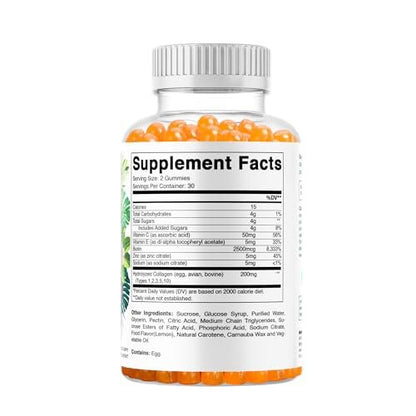 Vitamatic Hydrolyzed Collagen Gummis mit Vitamin C, Zink und Biotin, 200 mg – Gesunde Hautunterstützung – 60 Gummis