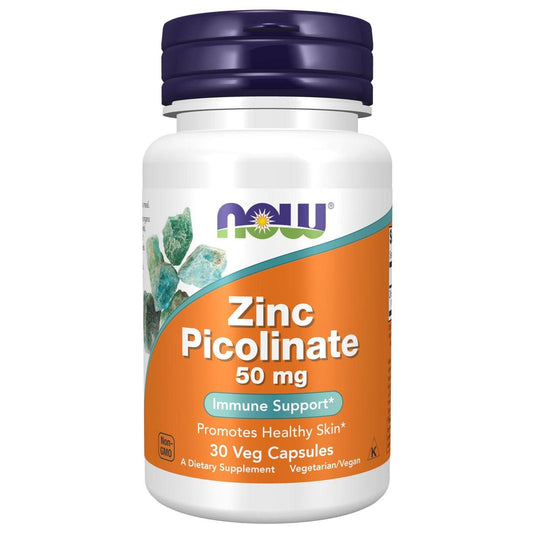 NOW Foods Zinkpicolinat 50 mg – 30 vegane Kapseln zur Unterstützung der Enzymfunktion und des Immunsystems