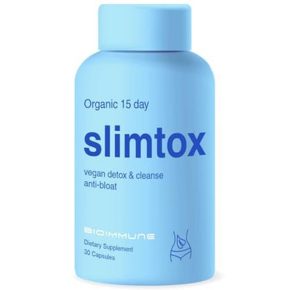 BioImmune Slimtox™ Organic 15-Tage-Darmreinigung & Detox für flachen Bauch, weniger Blähungen & Kilos mit Probiotika – Verstopfungslinderung – spült Giftstoffe aus, steigert Energie