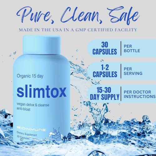 BioImmune Slimtox™ Organic 15-Tage-Darmreinigung & Detox für flachen Bauch, weniger Blähungen & Kilos mit Probiotika – Verstopfungslinderung – spült Giftstoffe aus, steigert Energie