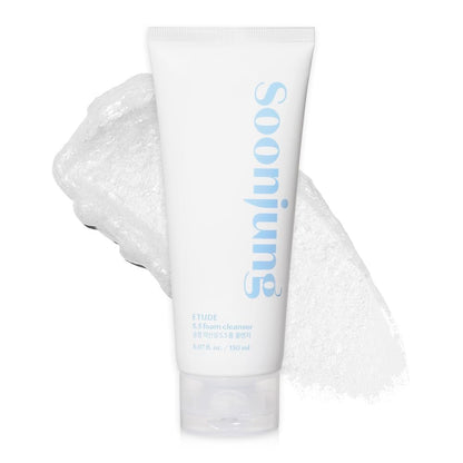 ETUDE SoonJung 5.5 Foam Cleanser – Sanfte Gesichtsreinigung für empfindliche Haut, 5.1 Fl Oz (150 ml)
