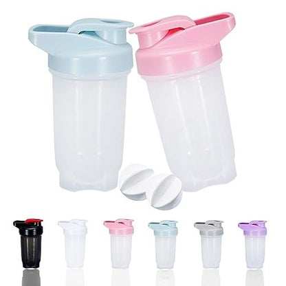 GAISHION Shaker Flasche Protein Shaker Cup 300ml, 2er Set mit Schneeballkugeln, BPA-freier Kunststoff (Blau+Pink)