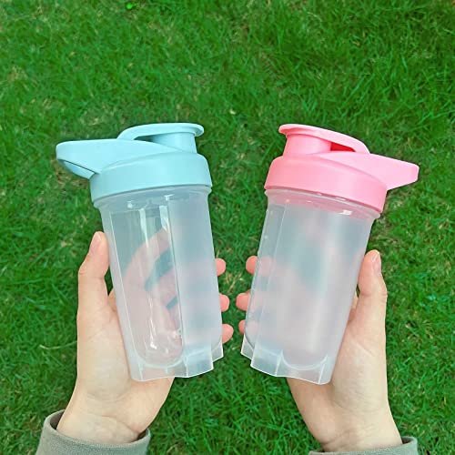GAISHION Shaker Flasche Protein Shaker Cup 300ml, 2er Set mit Schneeballkugeln, BPA-freier Kunststoff (Blau+Pink)