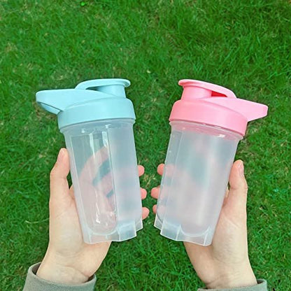 GAISHION Shaker Flasche Protein Shaker Cup 300ml, 2er Set mit Schneeballkugeln, BPA-freier Kunststoff (Blau+Pink)