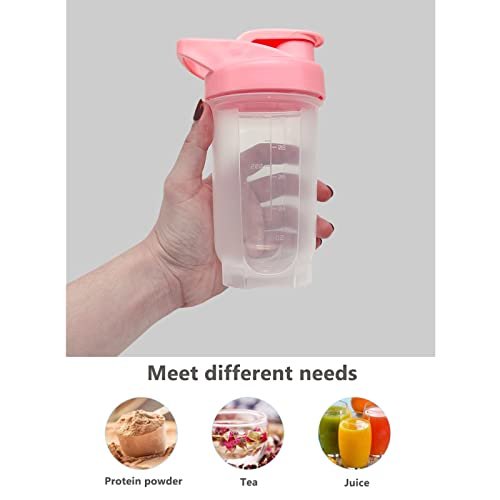 GAISHION Shaker Flasche Protein Shaker Cup 300ml, 2er Set mit Schneeballkugeln, BPA-freier Kunststoff (Blau+Pink)