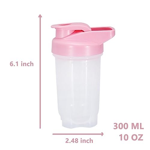 GAISHION Shaker Flasche Protein Shaker Cup 300ml, 2er Set mit Schneeballkugeln, BPA-freier Kunststoff (Blau+Pink)