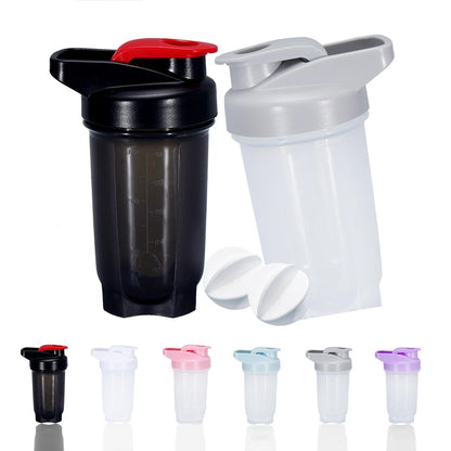 GAISHION Shaker-Flasche Protein Shakes Becher, 300 ml ShakerBottle mit Mixkugeln, Protein ShakerBottles Set, BPA-freies Plastik (Schwarz+Grau, 2 Stück)
