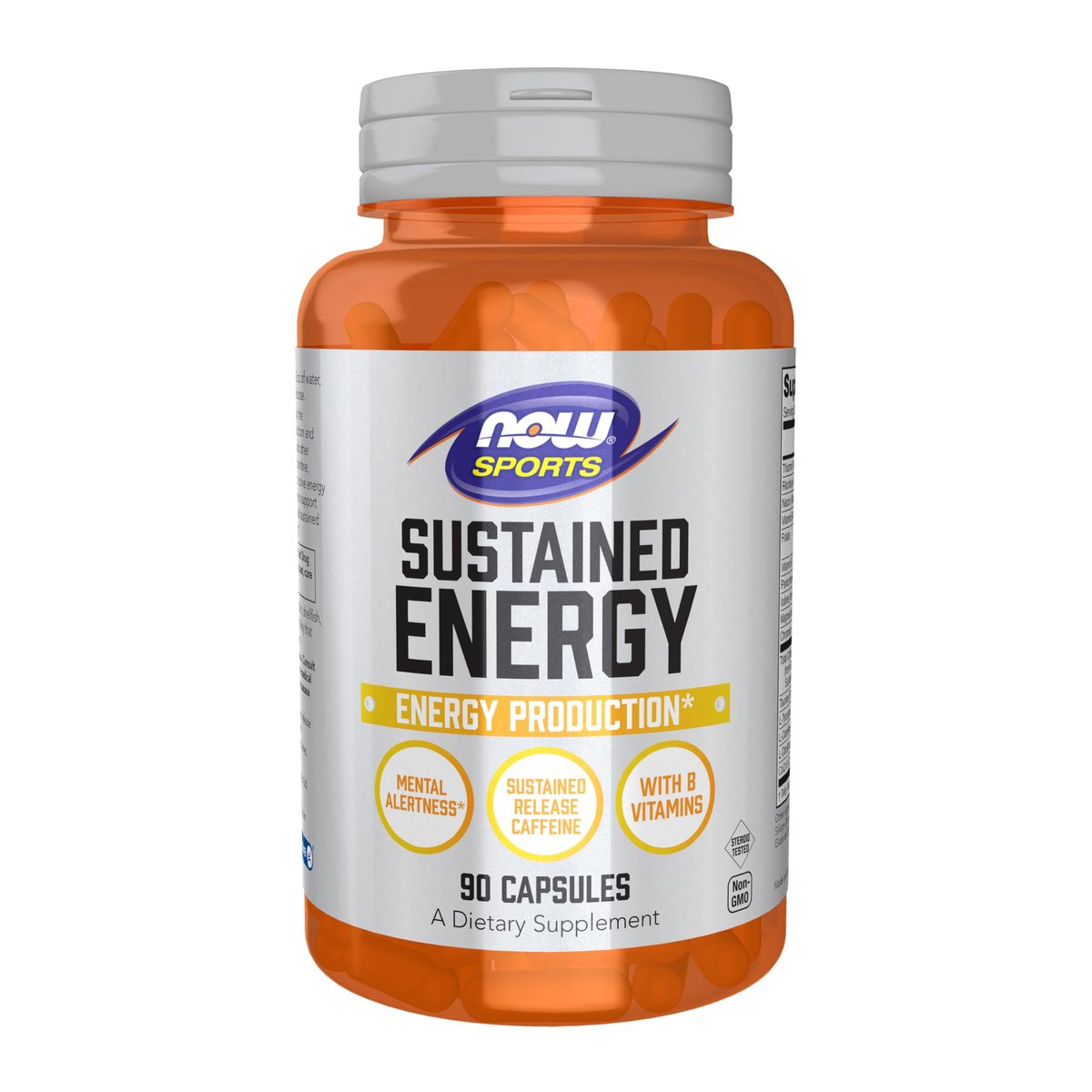 NOW Foods Sports, Anhaltende Energie & mentale Klarheit, Koffein mit B-Vitaminen, 90 vegane Kapseln