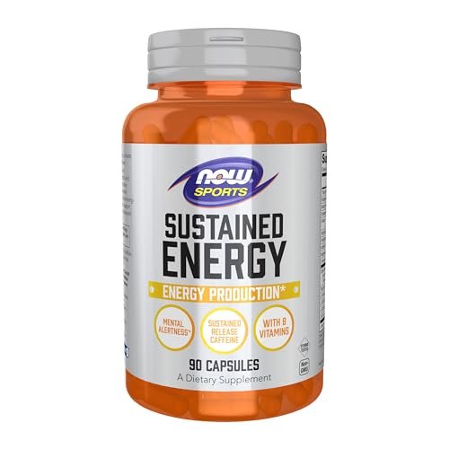 NOW Foods Sports, Anhaltende Energie & mentale Klarheit, Koffein mit B-Vitaminen, 90 vegane Kapseln
