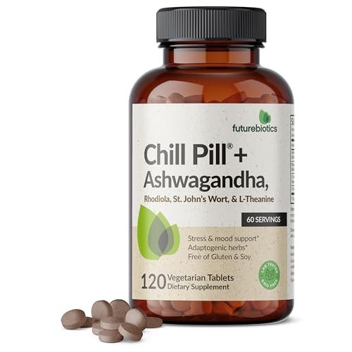 Futurebiotics Chill Pill + Ashwagandha, Rhodiola, Johanniskraut & L-Theanin – 120 vegane Tabletten, Non-GMO