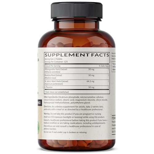 Futurebiotics Chill Pill + Ashwagandha, Rhodiola, Johanniskraut & L-Theanin – 250 vegane Tabletten