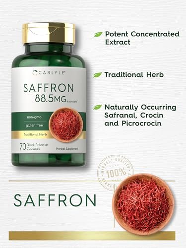 Carlyle Safran-Extrakt Nahrungsergänzungsmittel | 70 Kapseln | Für Erwachsene | Nicht-GVO & Glutenfrei