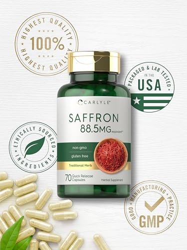 Carlyle Safran-Extrakt Nahrungsergänzungsmittel | 70 Kapseln | Für Erwachsene | Nicht-GVO & Glutenfrei