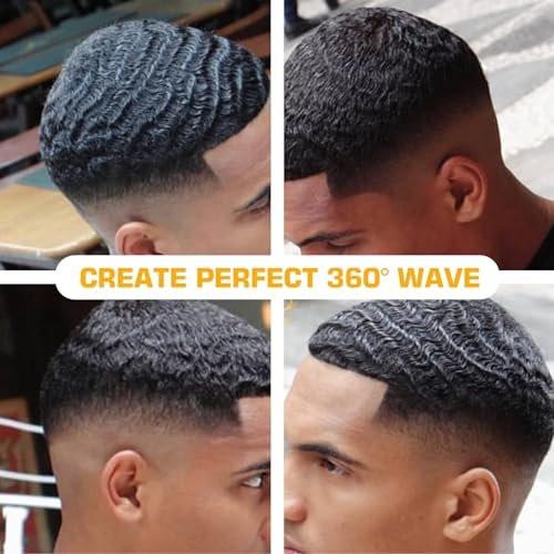 Wave Pomade für Männer – Starker Halt, einfaches Auswaschen, 360 Wellen-Training Haarcreme, Wellen Pomade für Männer fördert geschichtete Wellen, Feuchtigkeit, seidiger Glanz, Wellen Pomade mit Wellenbürste, Seiden-Durag, Wellenhaube Set (Blau)
