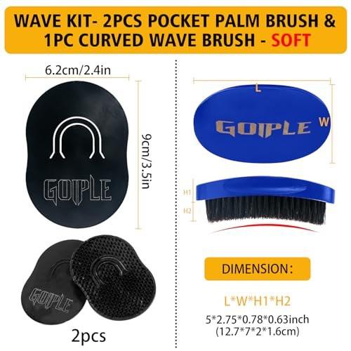 Wave Pomade für Männer – Starker Halt, einfaches Auswaschen, 360 Wellen-Training Haarcreme, Wellen Pomade für Männer fördert geschichtete Wellen, Feuchtigkeit, seidiger Glanz, Wellen Pomade mit Wellenbürste, Seiden-Durag, Wellenhaube Set (Blau)