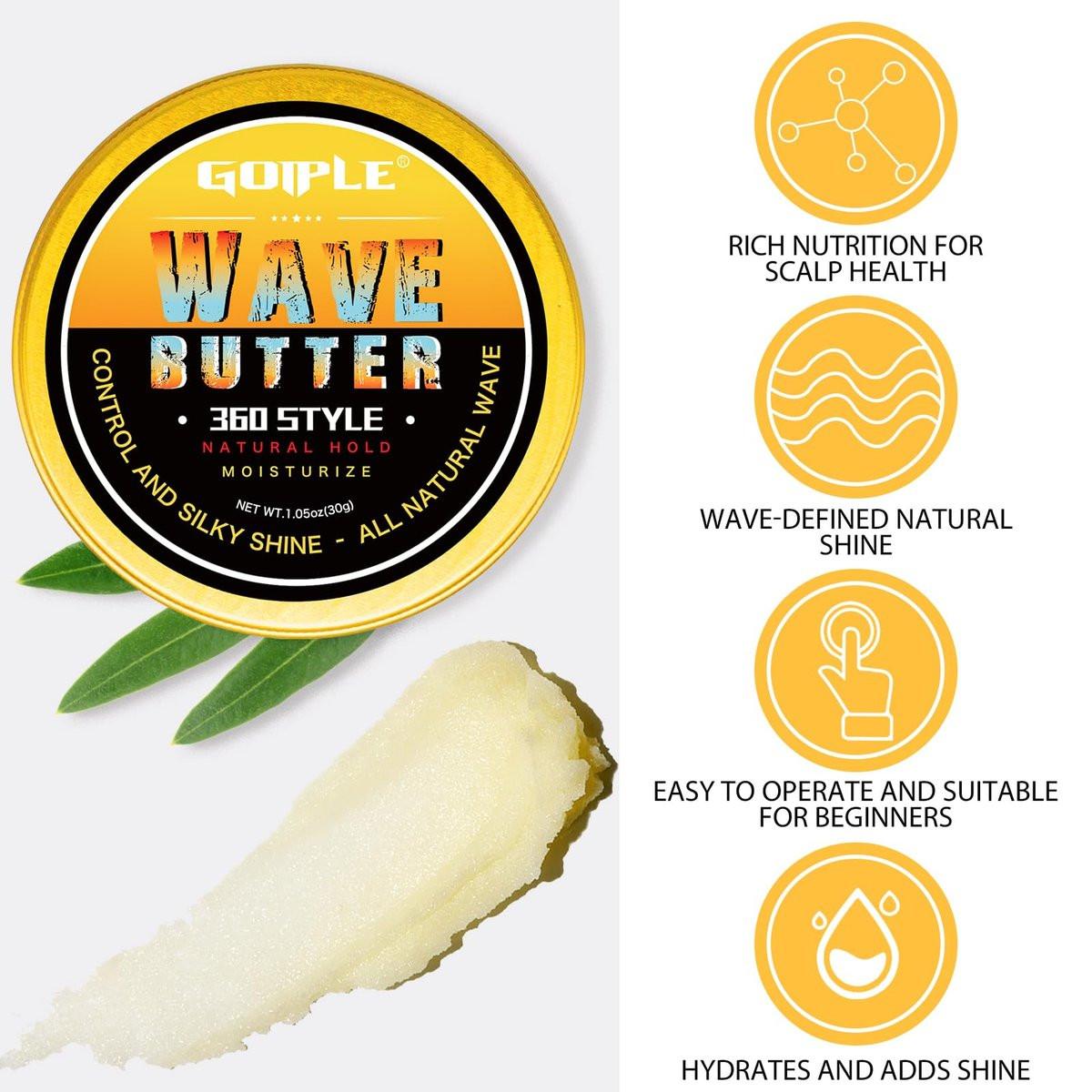 Wave Pomade für Männer – Starker Halt, einfaches Auswaschen, 360 Wellen-Training Haarcreme, Wellen Pomade für Männer fördert geschichtete Wellen, Feuchtigkeit, seidiger Glanz, Wellen Pomade mit Wellenbürste, Seiden-Durag, Wellenhaube Set (Blau)