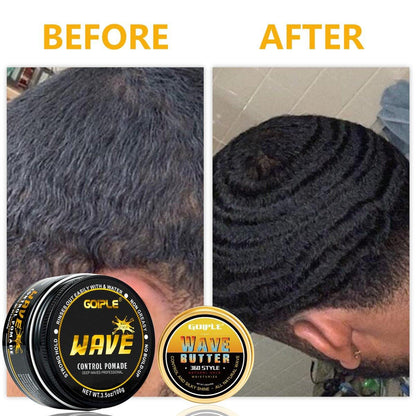 Wave Pomade für Männer – Starker Halt, einfaches Auswaschen, 360 Wellen-Training Haarcreme, Wellen Pomade für Männer fördert geschichtete Wellen, Feuchtigkeit, seidiger Glanz, Wellen Pomade mit Wellenbürste, Seiden-Durag, Wellenhaube Set (Blau)