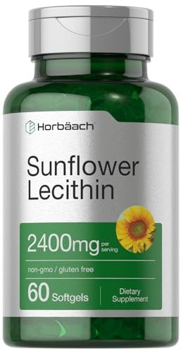 Horbäach Sonnenblumen-Lecithin Weichkapseln | 2400 mg | 60 Kapseln | Natürlich vorkommende Phospholipide | Nicht-GVO, glutenfreies Nahrungsergänzungsmittel