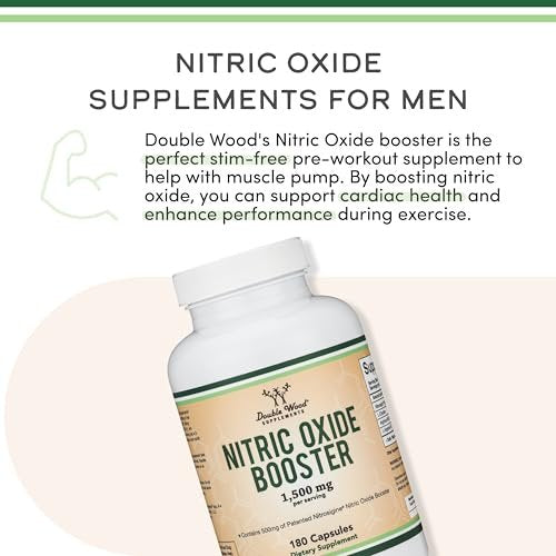 Nitric-Oxid-Booster (Stim-freier Pre-Workout) – Nitric-Oxid-Komplex mit Nitrosigine, L-Arginin und L-Citrullin (klinisch untersucht zur Steigerung des NO2-Flusses) 180 Kapseln von Double Wood