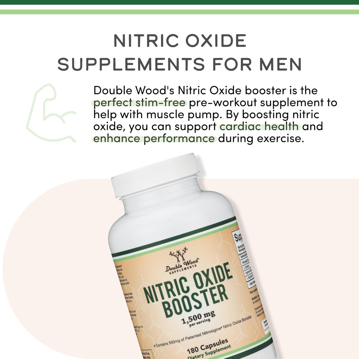 Nitric-Oxid-Booster (Stim-freier Pre-Workout) – Nitric-Oxid-Komplex mit Nitrosigine, L-Arginin und L-Citrullin (klinisch untersucht zur Steigerung des NO2-Flusses) 180 Kapseln von Double Wood