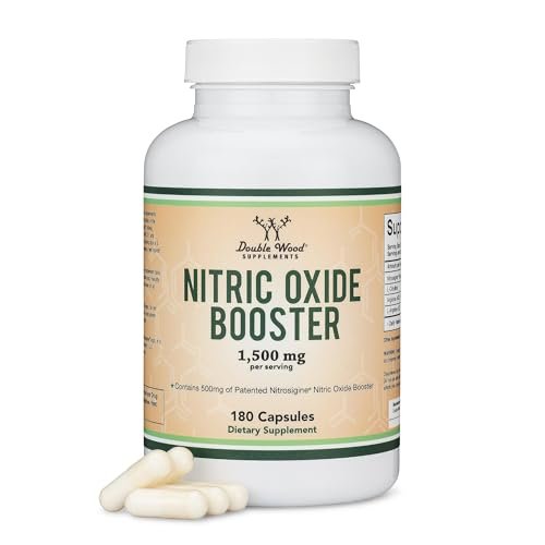 Nitric-Oxid-Booster (Stim-freier Pre-Workout) – Nitric-Oxid-Komplex mit Nitrosigine, L-Arginin und L-Citrullin (klinisch untersucht zur Steigerung des NO2-Flusses) 180 Kapseln von Double Wood