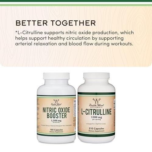 Nitric-Oxid-Booster (Stim-freier Pre-Workout) – Nitric-Oxid-Komplex mit Nitrosigine, L-Arginin und L-Citrullin (klinisch untersucht zur Steigerung des NO2-Flusses) 180 Kapseln von Double Wood