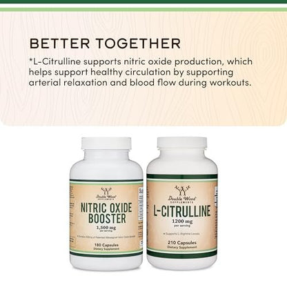 Nitric-Oxid-Booster (Stim-freier Pre-Workout) – Nitric-Oxid-Komplex mit Nitrosigine, L-Arginin und L-Citrullin (klinisch untersucht zur Steigerung des NO2-Flusses) 180 Kapseln von Double Wood