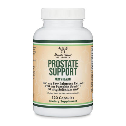 Prostata Unterstützung für Männergesundheit (120 Kapseln) – Eine Portion pro Tag für 30 Tage – Unterstützt Prostatafunktion und Blasenkontrolle (Sägepalme, Kürbiskernöl, Selen) von Double Wood