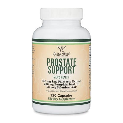 Prostata Unterstützung für Männergesundheit (120 Kapseln) – Eine Portion pro Tag für 30 Tage – Unterstützt Prostatafunktion und Blasenkontrolle (Sägepalme, Kürbiskernöl, Selen) von Double Wood