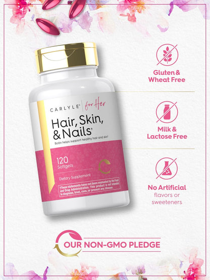 Carlyle Haut, Haare und Nägel Vitamine | 120 Weichkapseln | Schönheitsformel mit Biotin, Kollagen, Zink, Vitamin A, B6, C & E | Nicht-GVO, glutenfrei